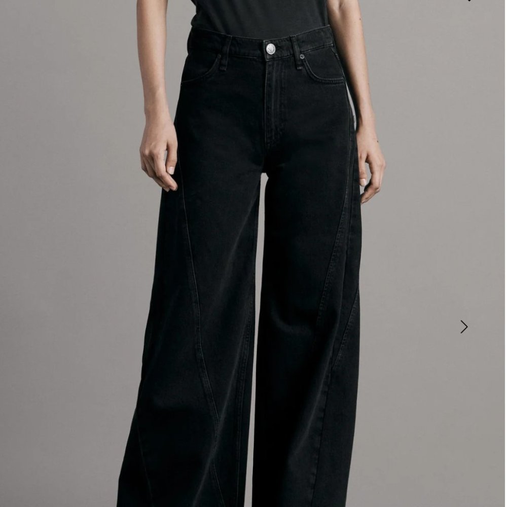 Rag & Bone Sofie Splice High-Rise Wide Leg Black Jeans